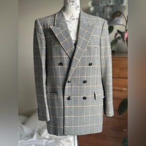 Savile Row Wool Tweed Double-Breasted Blazer | British Tailoring | 42R